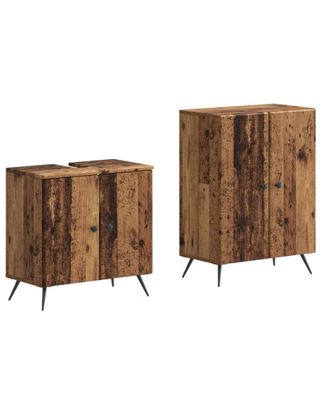 Set di Armadi da Bagno da 2 Pezzi BREDA Legno antico