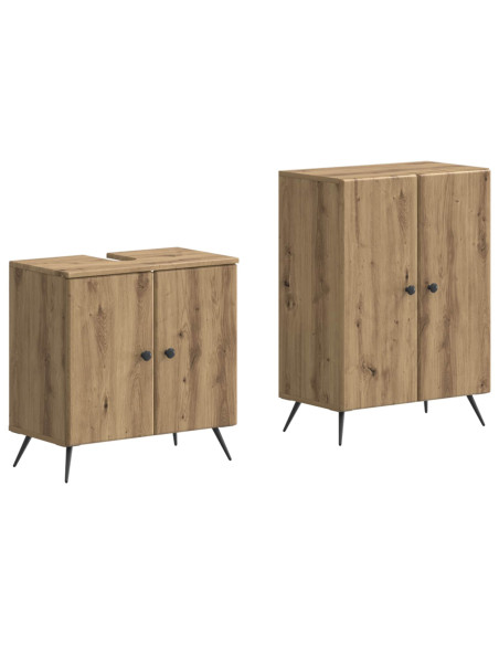 Set di Armadi da Bagno da 2 Pezzi BREDA Rovere Artigianale