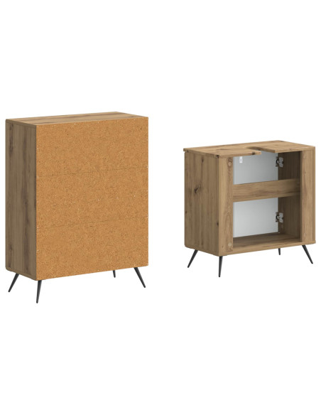 Set di Armadi da Bagno da 2 Pezzi BREDA Rovere Artigianale