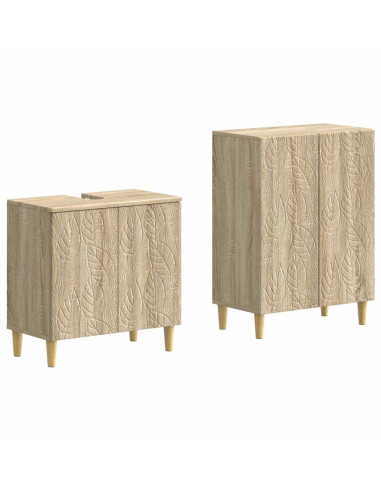 Set di Armadi da Bagno da 2 Pezzi DELFT Rovere Sonoma