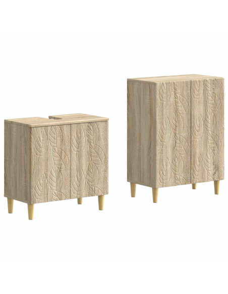 Set di Armadi da Bagno da 2 Pezzi DELFT Rovere Sonoma