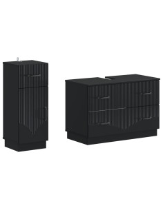 Set di Armadi da Bagno da 2 Pezzi HOORN Nero