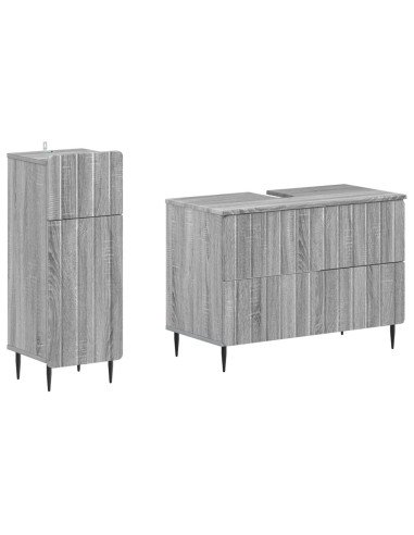 Set di Armadi da Bagno da 2 Pezzi ZWOLLE Sonoma grigio