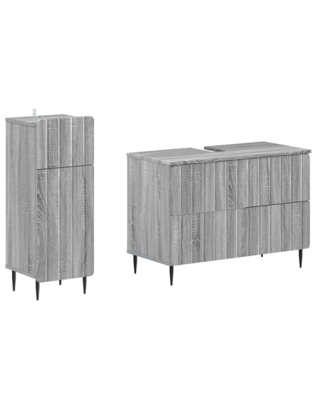 Set di Armadi da Bagno da 2 Pezzi ZWOLLE Sonoma grigio