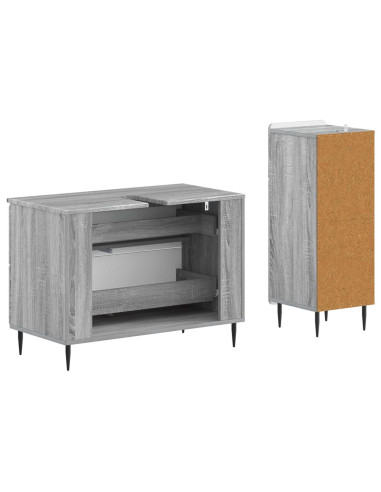Set di Armadi da Bagno da 2 Pezzi ZWOLLE Sonoma grigio