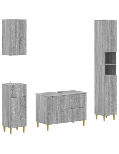 Set di Mobili da Bagno da 4 Pezzi DELFT Sonoma grigio