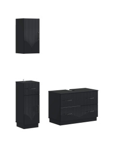 Set di armadietti da bagno in 3 pezzi HOORN Nero