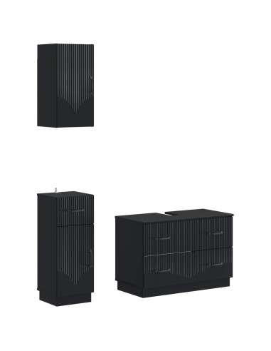 Set di armadietti da bagno in 3 pezzi HOORN Nero