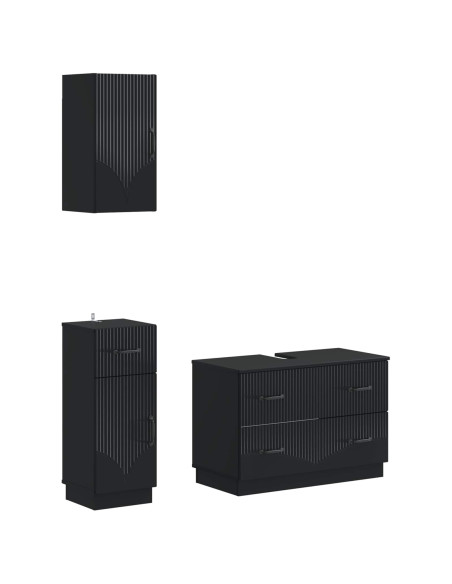 Set di armadietti da bagno in 3 pezzi HOORN Nero