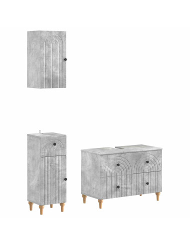 Set di armadietti da bagno in 3 pezzi ALKMAAR Grigio Cemento