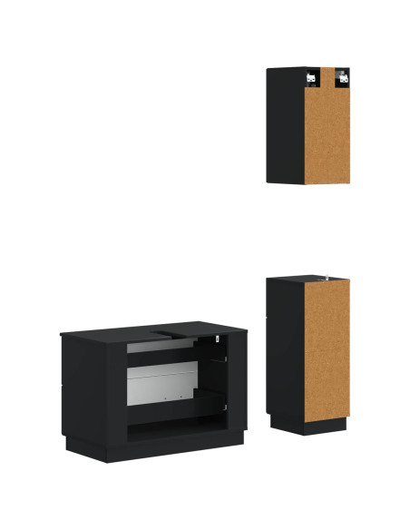 Set di armadietti da bagno in 3 pezzi HOORN Nero