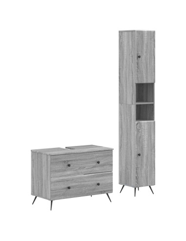 Set di Armadi da Bagno da 2 Pezzi BREDA Sonoma grigio