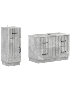 Set di Armadi da Bagno da 2 Pezzi HOORN Grigio Cemento