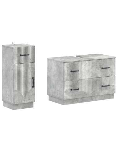 Set di Armadi da Bagno da 2 Pezzi HOORN Grigio Cemento