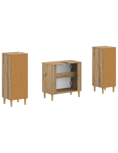 Set di Armadi da Bagno da 2 Pezzi ARNHEM Rovere Artigianale