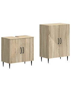 Set di Armadi da Bagno da 2 Pezzi HAARLEM Rovere Sonoma