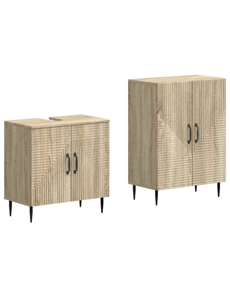 Set di Armadi da Bagno da 2 Pezzi HAARLEM Rovere Sonoma