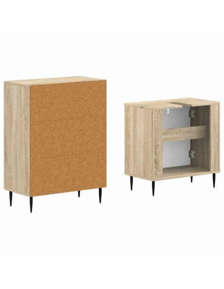 Set di Armadi da Bagno da 2 Pezzi HAARLEM Rovere Sonoma