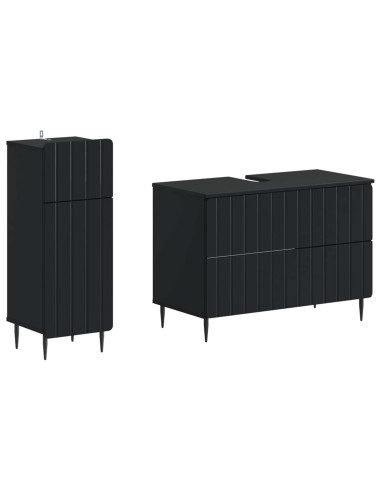 Set di Armadi da Bagno da 2 Pezzi ZWOLLE Nero