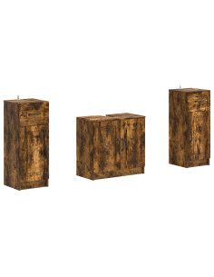 Set di Armadi da Bagno da 2 Pezzi UTRECHT Rovere Fumo