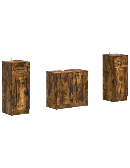 Set di Armadi da Bagno da 2 Pezzi UTRECHT Rovere Fumo