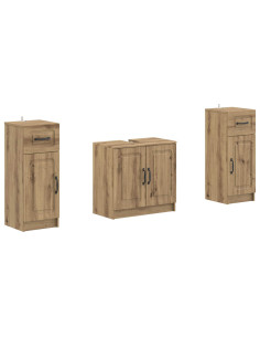 Set di Armadi da Bagno da 2 Pezzi UTRECHT Rovere Artigianale