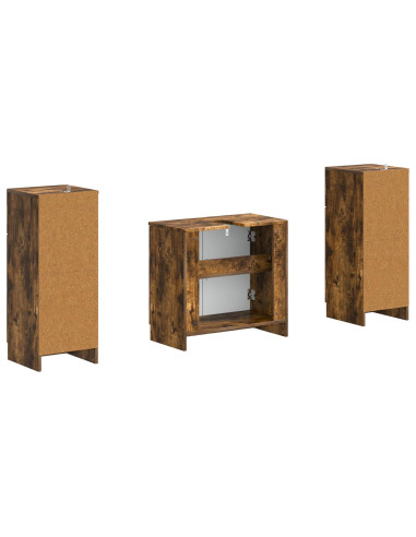 Set di Armadi da Bagno da 2 Pezzi UTRECHT Rovere Fumo