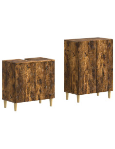 Set di Armadi da Bagno da 2 Pezzi DELFT Rovere Fumo