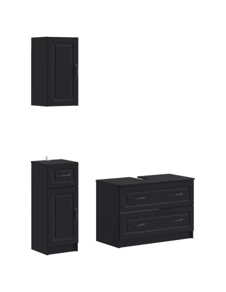 Set di armadietti da bagno in 3 pezzi UTRECHT Nero