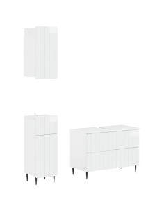 Set di armadietti da bagno in 3 pezzi ZWOLLE Bianco Lucido