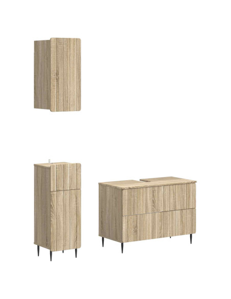 Set di armadietti da bagno in 3 pezzi ZWOLLE Rovere Sonoma