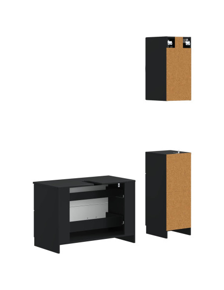 Set di armadietti da bagno in 3 pezzi UTRECHT Nero