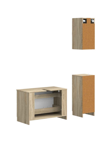 Set di armadietti da bagno in 3 pezzi UTRECHT Rovere Sonoma