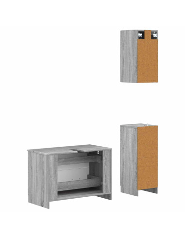 Set di armadietti da bagno in 3 pezzi UTRECHT Sonoma grigio