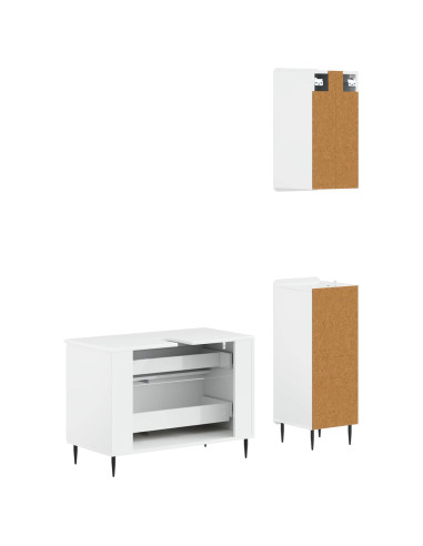 Set di armadietti da bagno in 3 pezzi ZWOLLE Bianco Lucido