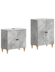 Set di Armadi da Bagno da 2 Pezzi ALKMAAR Grigio Cemento