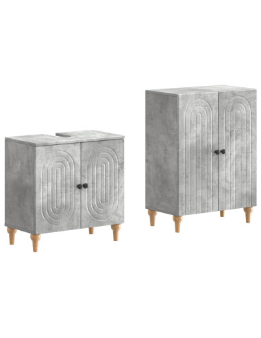 Set di Armadi da Bagno da 2 Pezzi ALKMAAR Grigio Cemento
