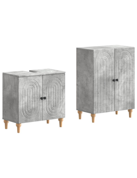 Set di Armadi da Bagno da 2 Pezzi ALKMAAR Grigio Cemento