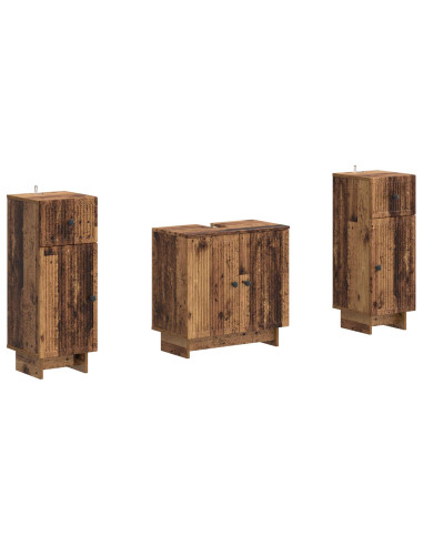 Set di Armadi da Bagno da 2 Pezzi EDE Legno antico
