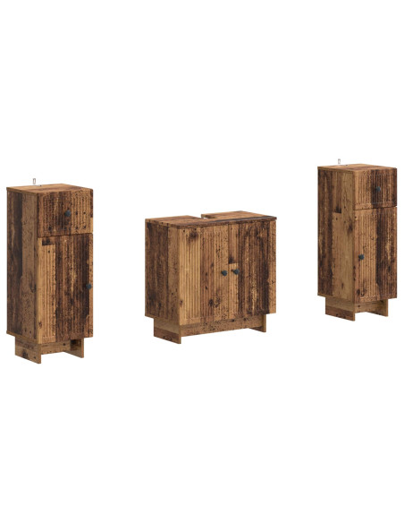 Set di Armadi da Bagno da 2 Pezzi EDE Legno antico