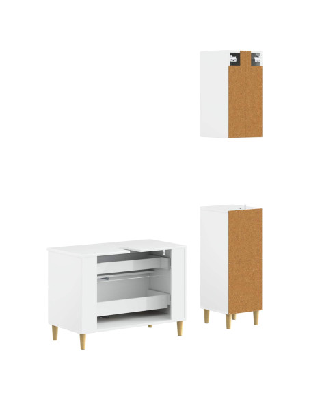 Set di armadietti da bagno in 3 pezzi ARNHEM Bianco Lucido