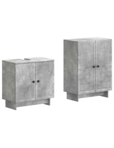 Set di Armadi da Bagno da 2 Pezzi EDE Grigio Cemento