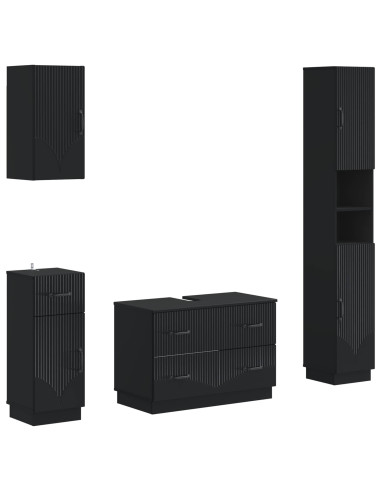Set di Mobili da Bagno da 4 Pezzi HOORN Nero