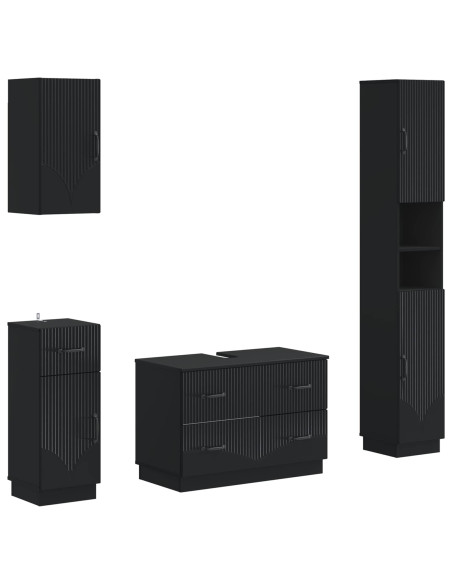 Set di Mobili da Bagno da 4 Pezzi HOORN Nero
