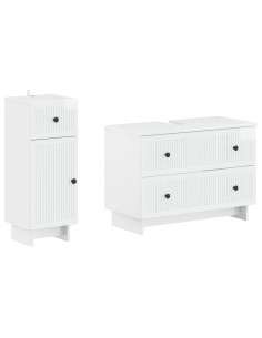 Set di Armadi da Bagno da 2 Pezzi EDE Bianco Lucido