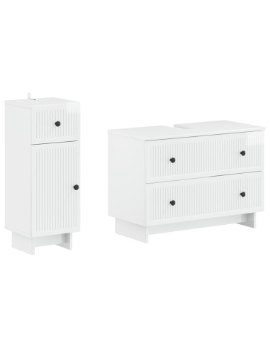 Set di Armadi da Bagno da 2 Pezzi EDE Bianco Lucido