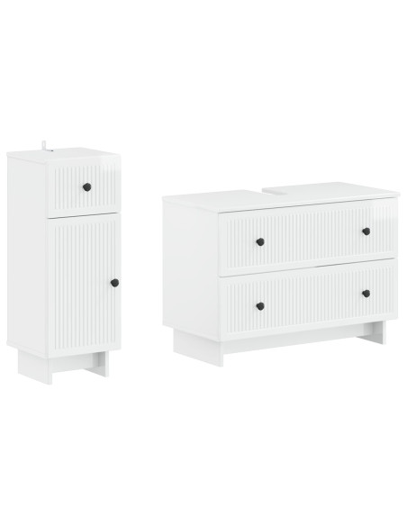 Set di Armadi da Bagno da 2 Pezzi EDE Bianco Lucido