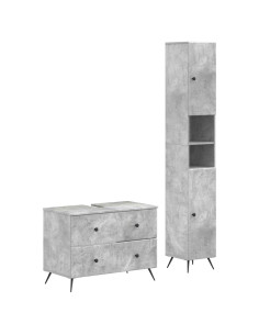 Set di Armadi da Bagno da 2 Pezzi BREDA Grigio Cemento