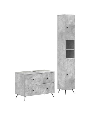 Set di Armadi da Bagno da 2 Pezzi BREDA Grigio Cemento