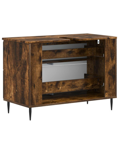 Armadio per Lavabo da Bagno ZWOLLE Rovere Fumo